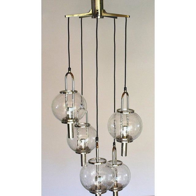 - Pendant designed and produced by Kalmar around 1965 - Features 5 mouth-blown glass bodies with air inclusions (diameter...