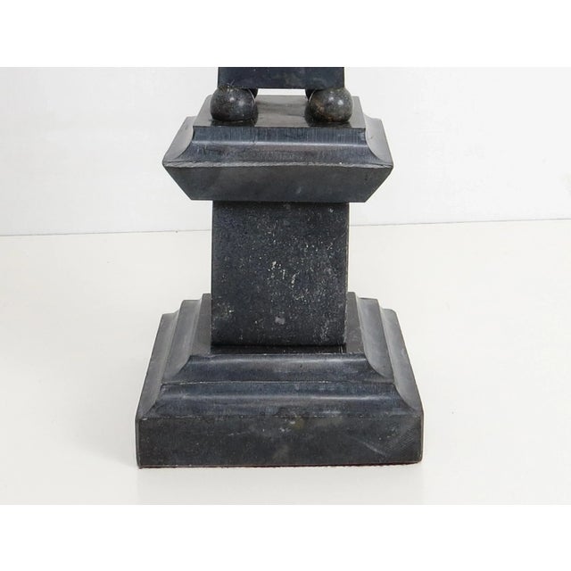 Slate Gray Vintage Mottled Slate Gray Stone Obelisk For Sale - Image 8 of 9