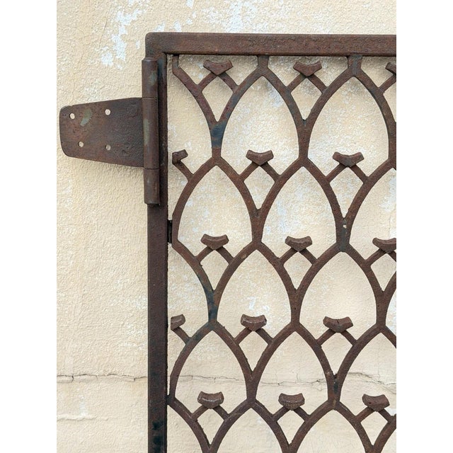 Brown Antique French Art Nouveau Wrought Iron "Repeating Arch" 55x48 Garden Entry Gate For Sale - Image 8 of 18