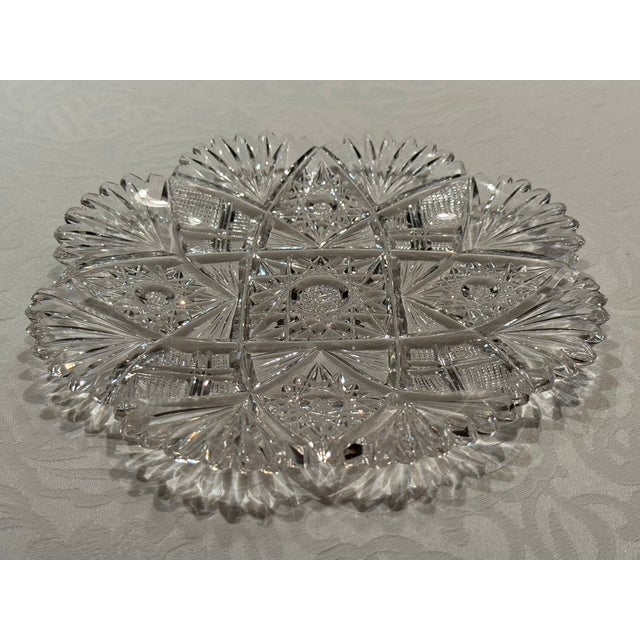 American Set of Three American Brilliant Period Cut Crystal Plates For Sale - Image 3 of 17