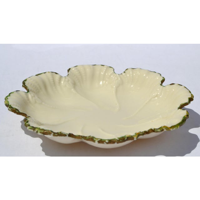 Early 20th Century Lenox Leaf Collection dish with a cream-colored body and gilt green scalloped edges is a classic,...