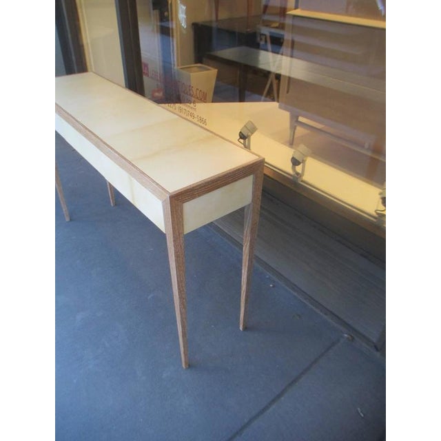 Bespoke Cerused Oak and Parchment Console Table With Three Drawers For Sale In New York - Image 6 of 8