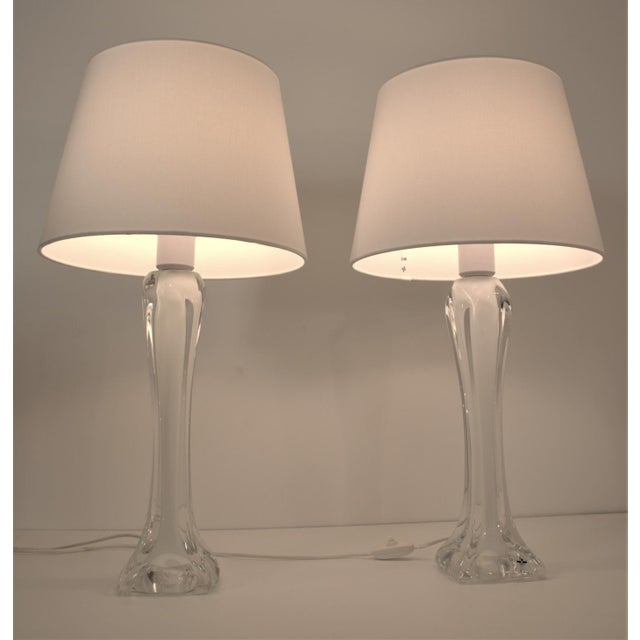 Large Art Glass Table Lamps by Paul Kedelv for Flygsfors, 1950s, Set of 2 For Sale - Image 3 of 11