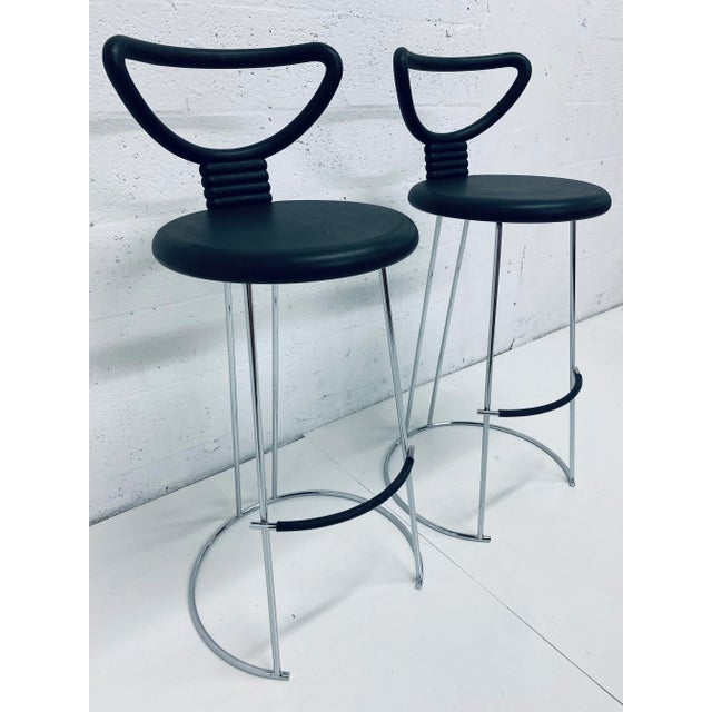 Mid-Century Modern Nobu Tanigawa "Nardis" Bar Stools for Fasem Italy, Set of Two For Sale - Image 3 of 13
