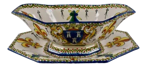 19-C. Alcide Chaumeil French Faïence Armorial Sauce Boat