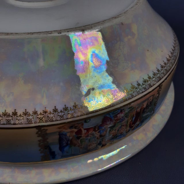 Antique Iridescent Ceramic Bowl with Romanesque Figures, Former Czechoslovakia, Early 1900s For Sale - Image 11 of 14