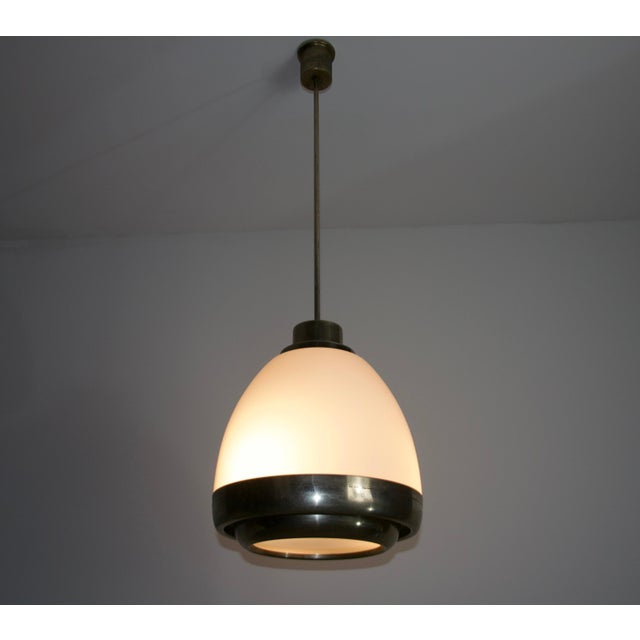 Mid-Century Modern Chrome and Opal Glass Pendant Lamp by P.G. Crippa for Lumi, Italy, 1960s For Sale - Image 3 of 11