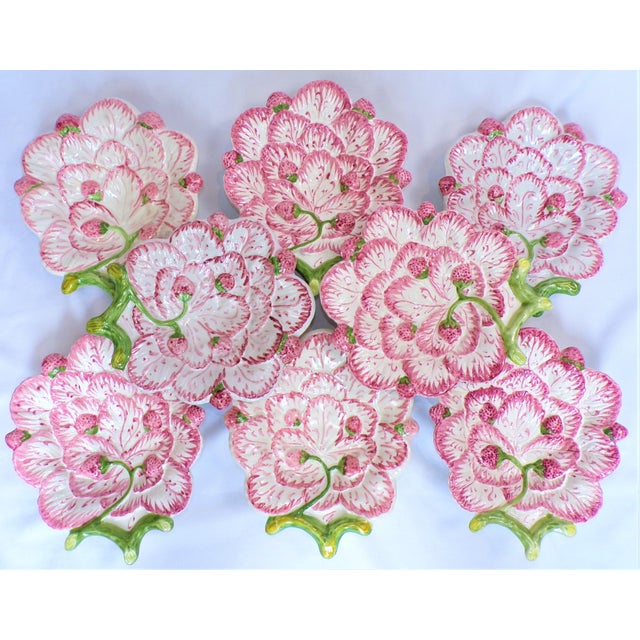 Vintage Strawberry Majolica Plates, Set of 8 For Sale - Image 9 of 12