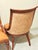 1990s Vintage Carved Wood Chairs With Leather Seats and Damask Upholstered Backs ~ Set of 4 For Sale - Image 5 of 9