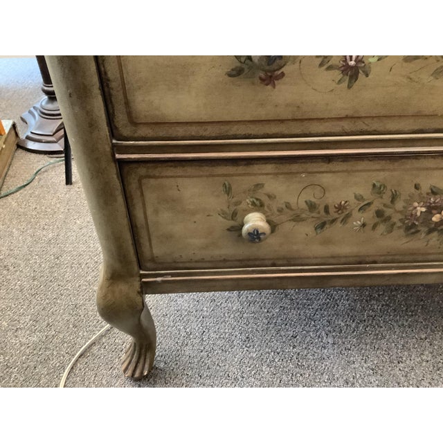 Painted Chest of drawer, green overall, painted with flowers. 3 drawers.