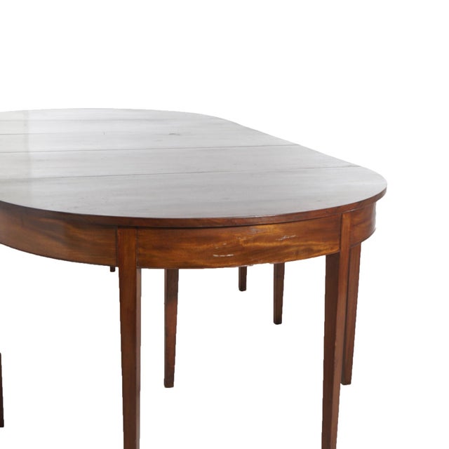 Wood Antique Hepplewhite Three Section Mahogany Banquet Table Circa 1830 For Sale - Image 7 of 12