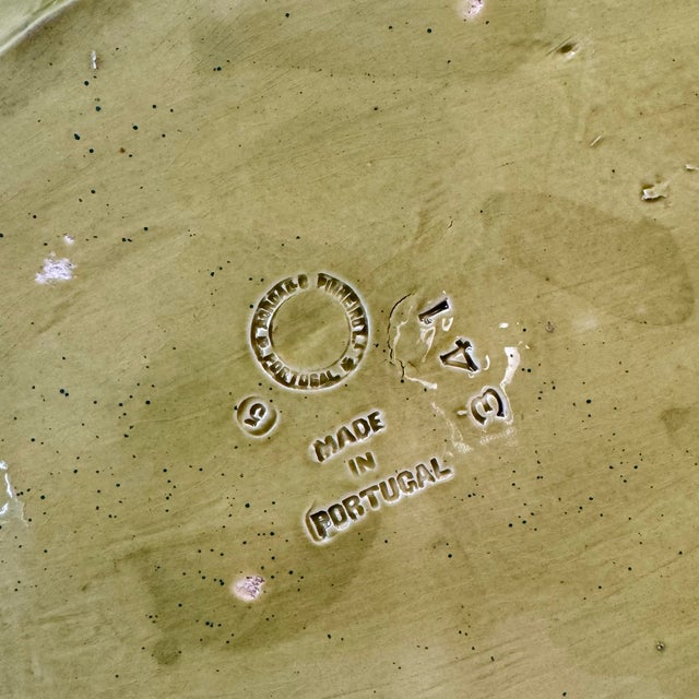 Vintage Bordallo Pinheiro Majolica Rabbit and Lettuce Leaf Covered Platter For Sale - Image 10 of 10