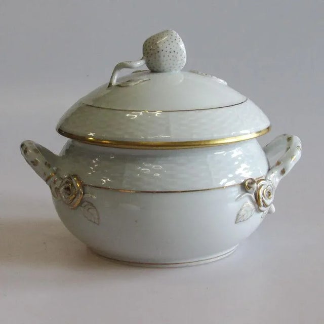 1930s Herend Golden Edge Porcelain Tureen With Lemon Finial Lid Early Mark Chairish