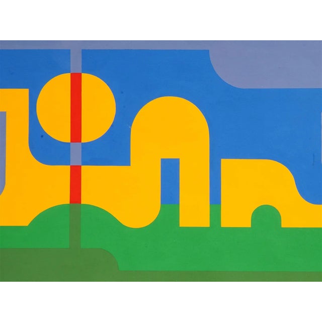 Astrid Fitzgerald (Swiss, born 1938) casein on paper collage painting created in 1972. Signed and dated in pencil by the...