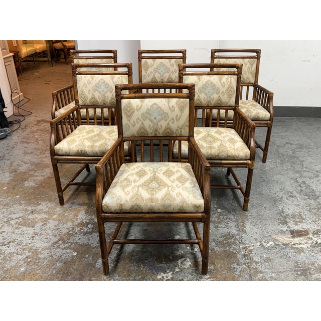 Contemporary McGuire Furniture Far East Collection Dining Armchairs, Vintage Set of Six For Sale - Image 3 of 12