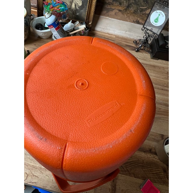 Vintage Orange Plastic Ice Bucket/Champagne Bucket With White Lid For Sale In Atlanta - Image 6 of 6