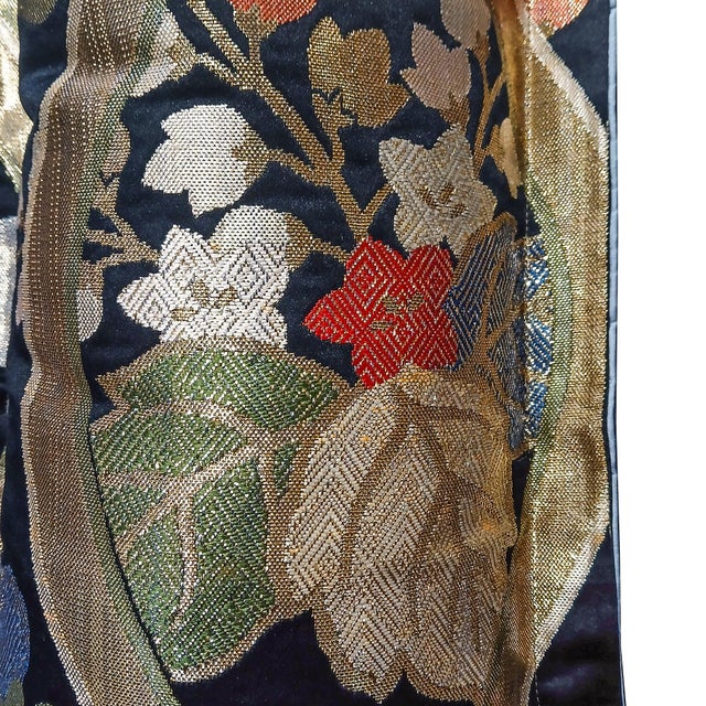Textile Japanese Silk Obi Bolster Pillow, Hand-Crafted, 1920s For Sale - Image 7 of 15