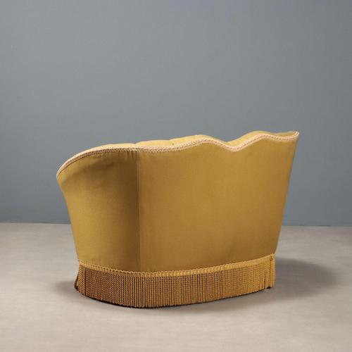 Yellow Yellow Capitonné Sofa, 1950s For Sale - Image 8 of 10