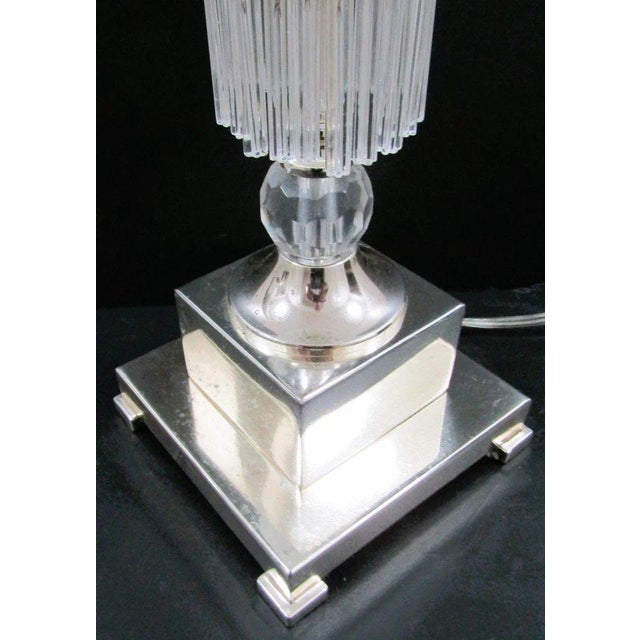 1990s Art Deco Style 4-Tiered Crystal Rods and Chrome Table Lamps - a Pair For Sale - Image 13 of 18