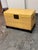 Chinese Lift-Top Yellow Leather Trunk, Vintage For Sale - Image 10 of 12