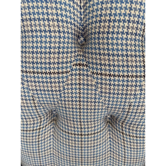 Navy Blue English Chesterfield Style Blue Houndstooth Tufted Back Wingback Chair For Sale - Image 8 of 18