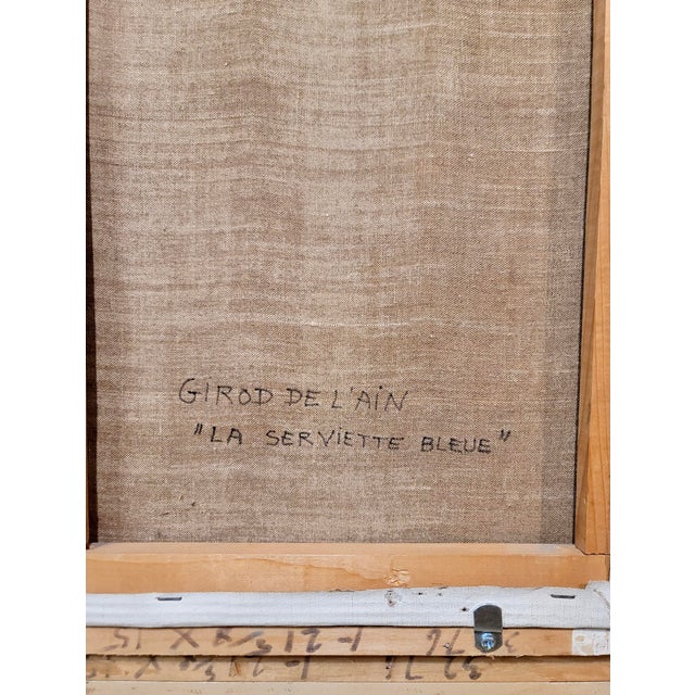 Blue Helene Girod De l'Ain -the Girl W/ the Blue Towel -Oil Painting c.1960s For Sale - Image 8 of 9