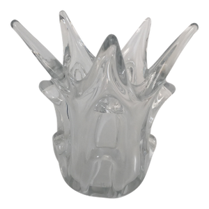 French Mid Century Molded and Fluted Crystal Vase