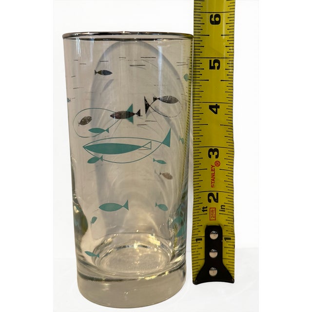Metal Vintage 1956 Libbey “Mediterranean” Atomic Fish Tumblers — Set of 4 For Sale - Image 7 of 9
