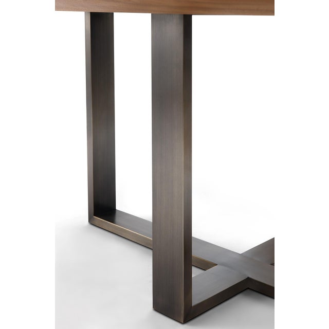 Modern Greg Sheres Style Walnut and Bronze Dining Table For Sale - Image 4 of 5