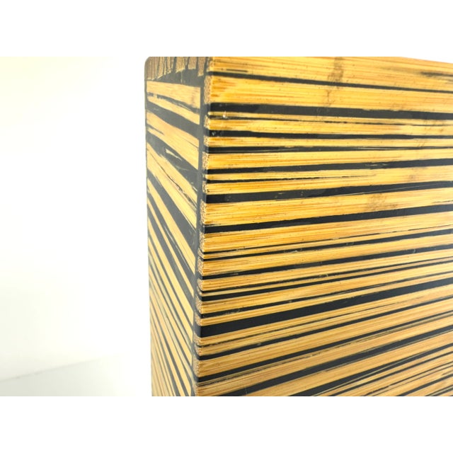 Vintage Tall Modernist Striped Bamboo Veneer Vase For Sale - Image 11 of 14