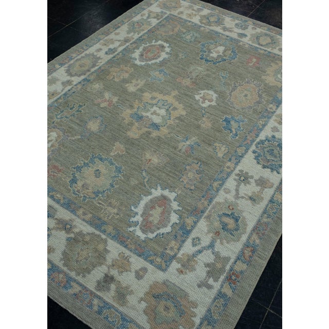 Turkish Turkish Oushak Rug 5'1" x 7' #17894 For Sale - Image 3 of 8