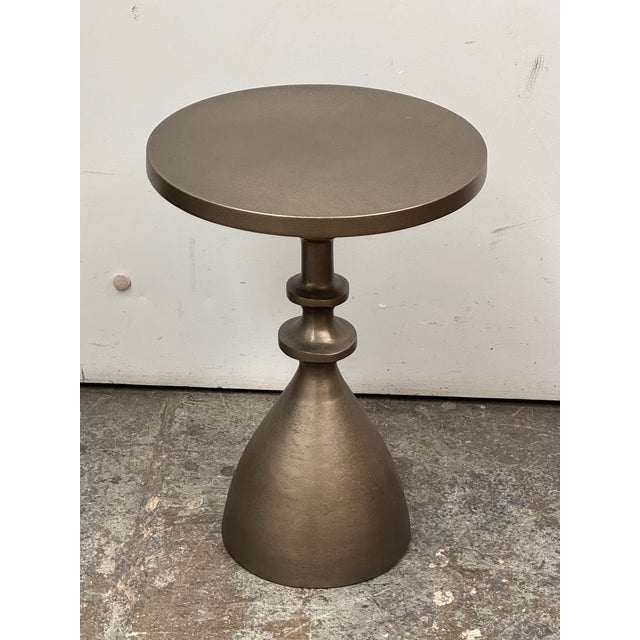 Arhaus Sculptural Bronze Finish Pedestal Martini Side Table For Sale - Image 10 of 12