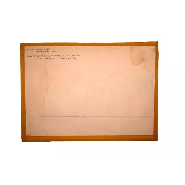 Paper George David Yater The Mill Signed Watercolor Cape Cod School of Art UF 1950s For Sale - Image 7 of 9