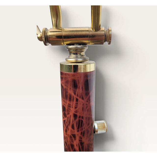 Mid-Century Italian Lacquered Goatskin & Brass Adjustable Torchiere Floor Lamp, 1950s For Sale - Image 15 of 18