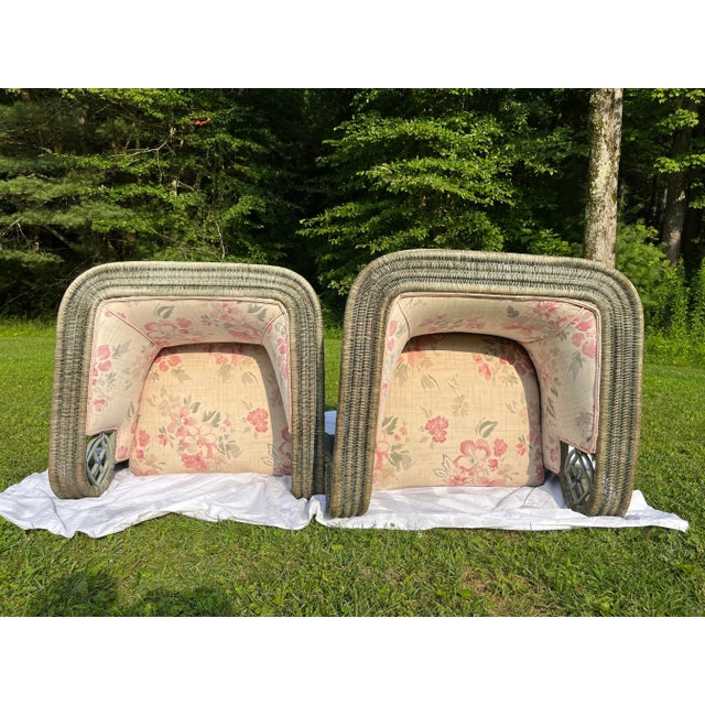 Wood Italian Wicker Armchairs a Pair For Sale - Image 7 of 12