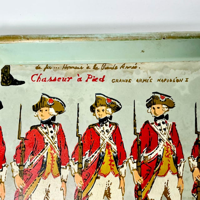 1940s Vintage French Empire Boho Chic Foot Riflemen Regiment Metal Tray. For Sale - Image 9 of 15