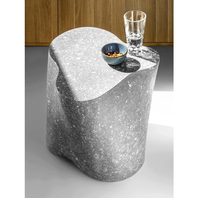 White Stone Coffee Table with Glass Top by Donatas Zukauskas For Sale - Image 4 of 6