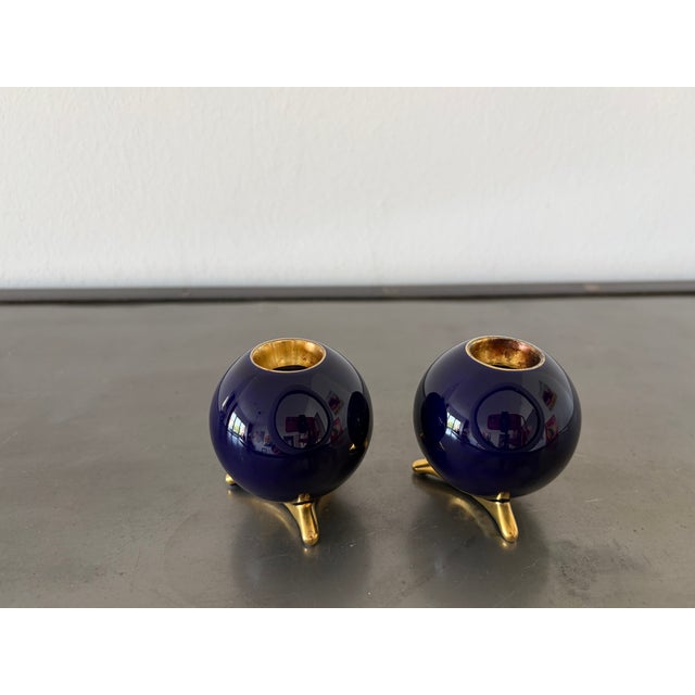 1970s Cobalt Candlesticks from Lindner Kueps Bavaria, Germany, 1950s, Set of 2 For Sale - Image 5 of 13