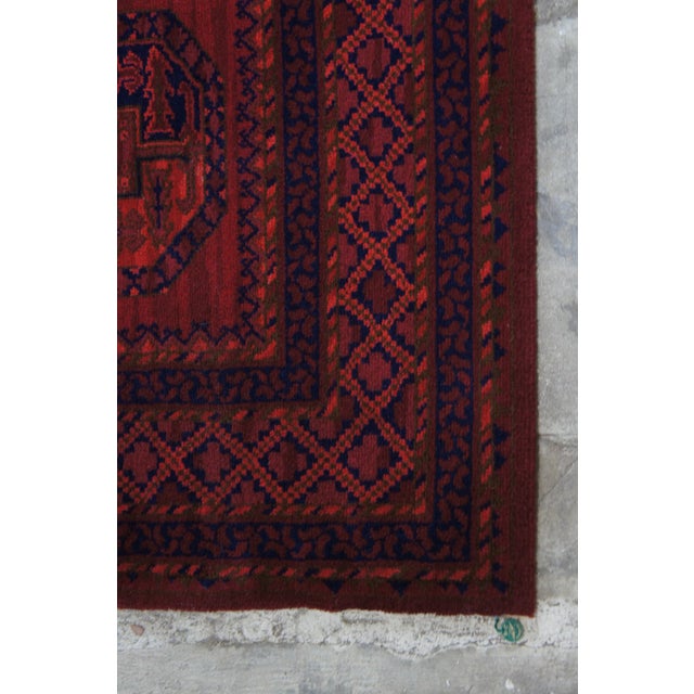 Vintage Machine Made Red Geometric Wool Area Rug Carpet 5' X 8' For Sale - Image 6 of 9