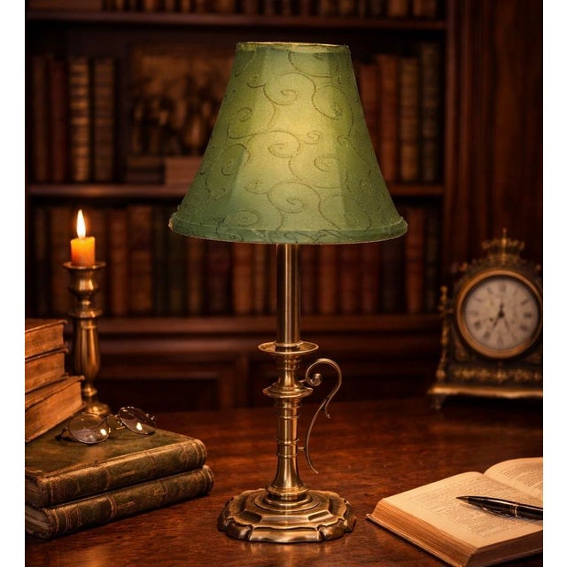 Hollywood Regency Vintage Brass Candlestick Lamp Base With Scroll Detail – Hollywood Regency / European Traditional For Sale - Image 3 of 6