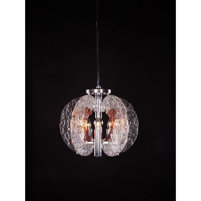 Orange Italian Pendant Lamp in Murano Glass & Chrome from Mazzega, 1960s For Sale - Image 8 of 11