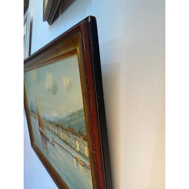 A. Carard, Sailboats on the Leman Lake, Oil on Canvas For Sale - Image 8 of 10