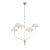 Amber Lewis for Visual Comfort Signature Griffin Large Staggered Tail Chandelier in Polished Nickel and Parchment Leather with Linen Shades For Sale