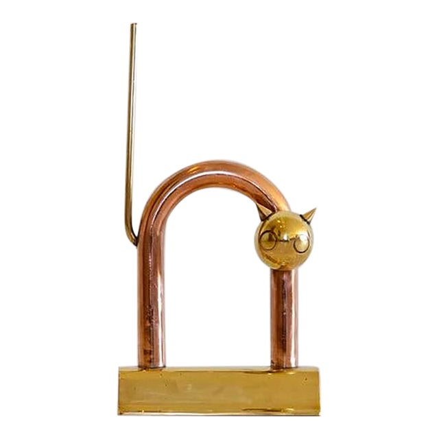 Walter Von Nessen Copper and Brass Doorstop For Sale