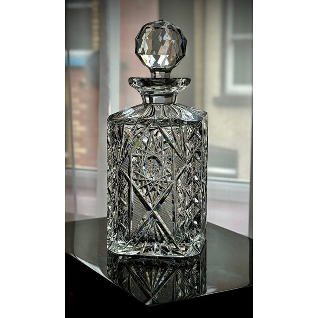 Vintage Cut Crystal Decanter with Geometric Pattern, 1960s For Sale - Image 6 of 17