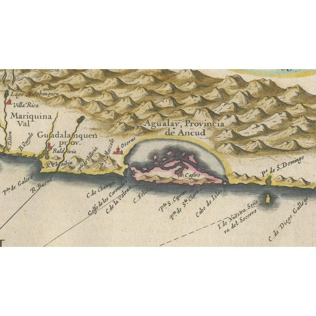 Gold Antique Chile Map Blaeu, 1642 For Sale - Image 8 of 11