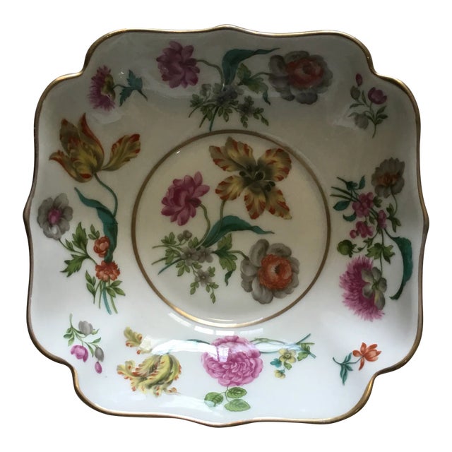 1980s France Limoges Botantical Square Porcelain Nesting Serving Bowl For Sale