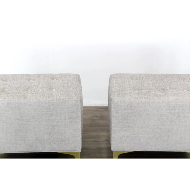 Vintage Cream Chenille Ottoman- a Pair For Sale - Image 10 of 12