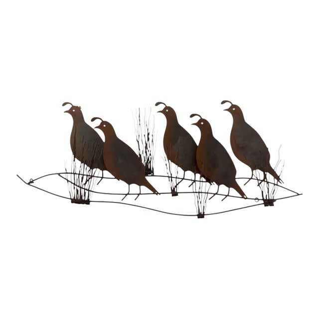 Vintage C. Jeré Signed Metal Quail Covey Wall Sculpture 1980 For Sale