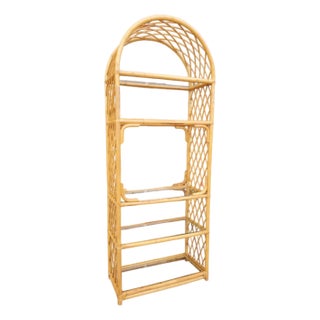 Boho Chic Bamboo Shelf/ Vintage Bamboo 5 Tier Shelf/ Etagere For Sale